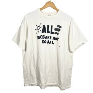 Vintage All Time Is Not Equal White Single Stitch Shirt Large 20x29